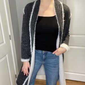 Fuzzy Open Front Cardigan
